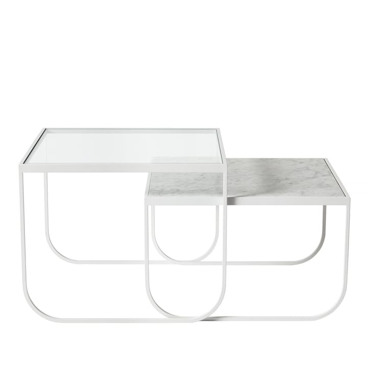 Table basse Tati Square - blanc marbre, support blanc - Asplund