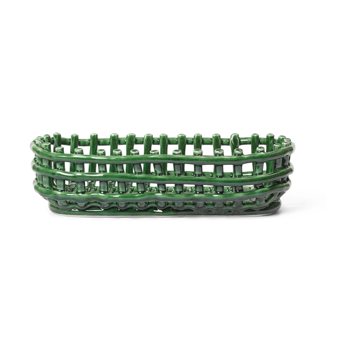 Panier oval tressé Ceramic 15x30 cm - Emerald Green - Ferm LIVING