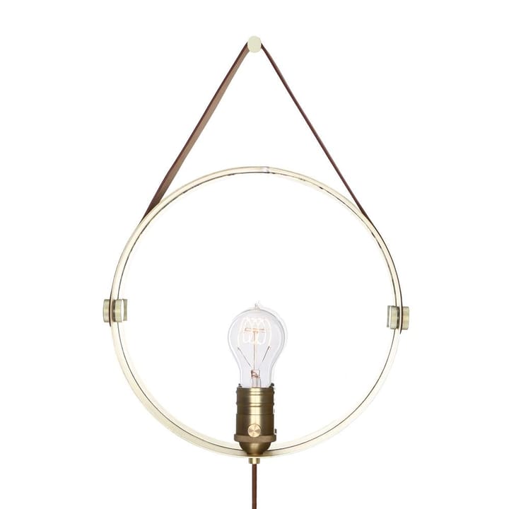 Lampe et miroir Hangover - laiton-cuir marron - Globen Lighting