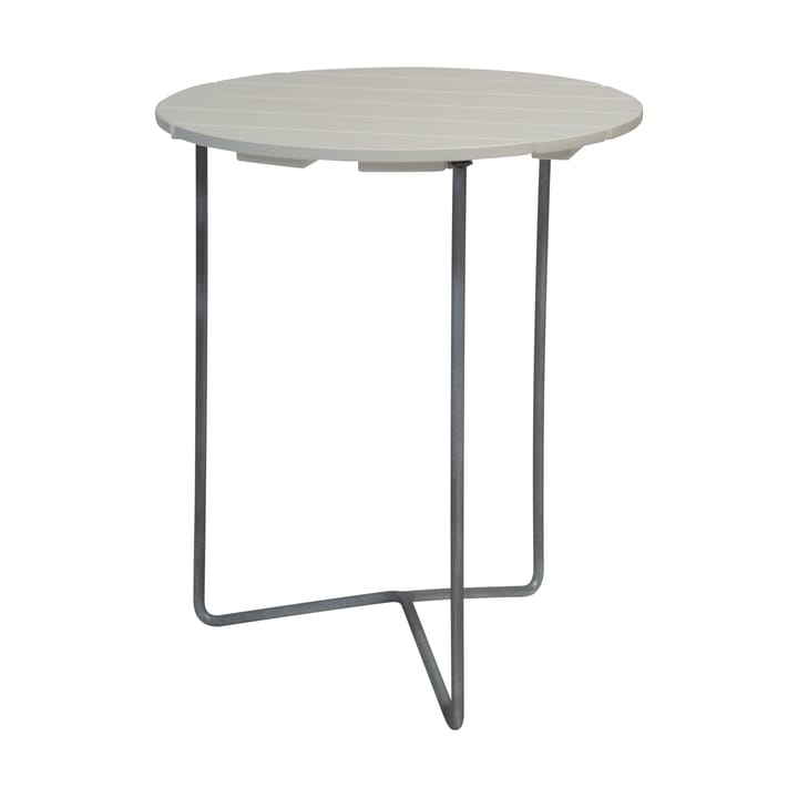 Table 6B Ø60 cm - Chêne laqué blanc - pieds galvanisés - Grythyttan Stålmöbler