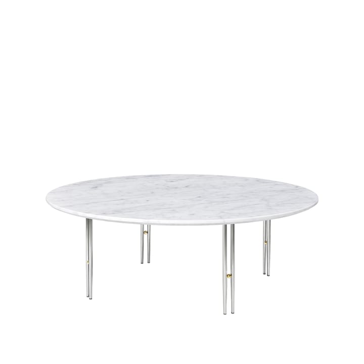 Table basse IOI - White carrara marble-ø110-chrome - GUBI