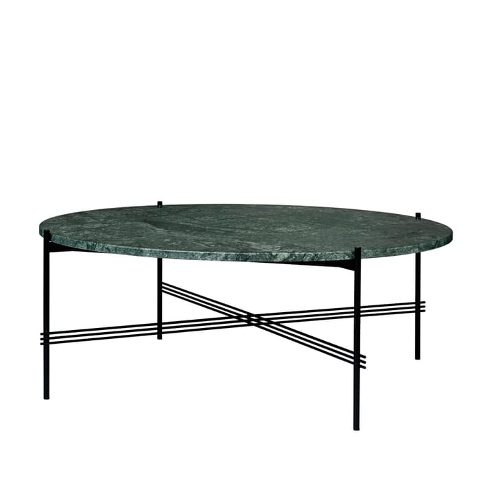 Table basse TS Round - green guatemala marble, ø105, structure noire - GUBI