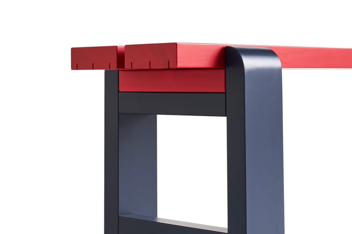 Banc Weekday Duo 111x23 cm pin laqué - Wine red-steel blue - HAY