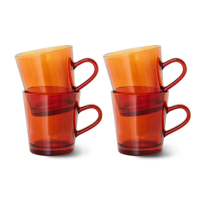 Tasse à café 70's glassware 20 cl, lot de 4 - Amber brown - HKliving