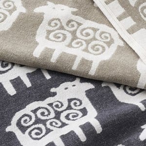 Plaid Mouton noir coton - gris foncé - Klippan Yllefabrik