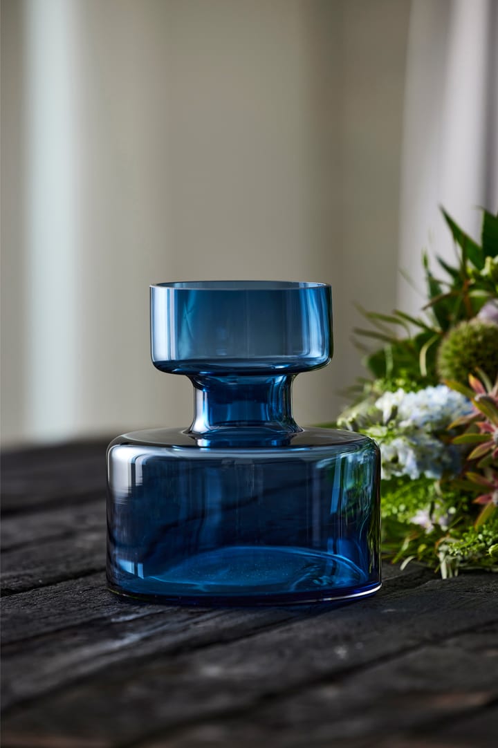 Vase Tubular verre 20 cm - Bleu - Lyngby Glas