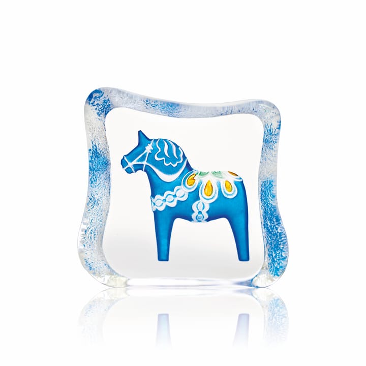 Sculpture de verre cheval de Dalécarlie bleu - Petit - Målerås Glasbruk