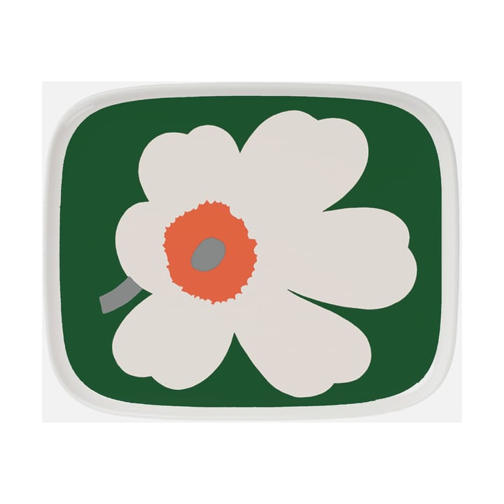 Plat Unikko 12x15 cm 60e anniversaire - White-green-orange - Marimekko