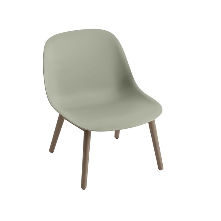 Chaise lounge Fiber wood base - dusty green, pieds lasurés marron foncé - Muuto