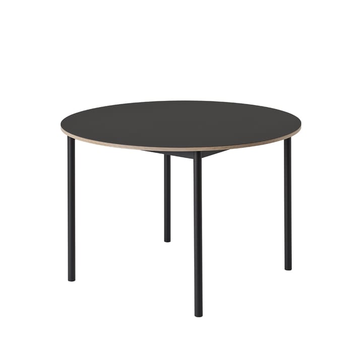 Table à manger Base ronde Ø110 cm - Black linoleum-Plywood-Black
​ - Muuto