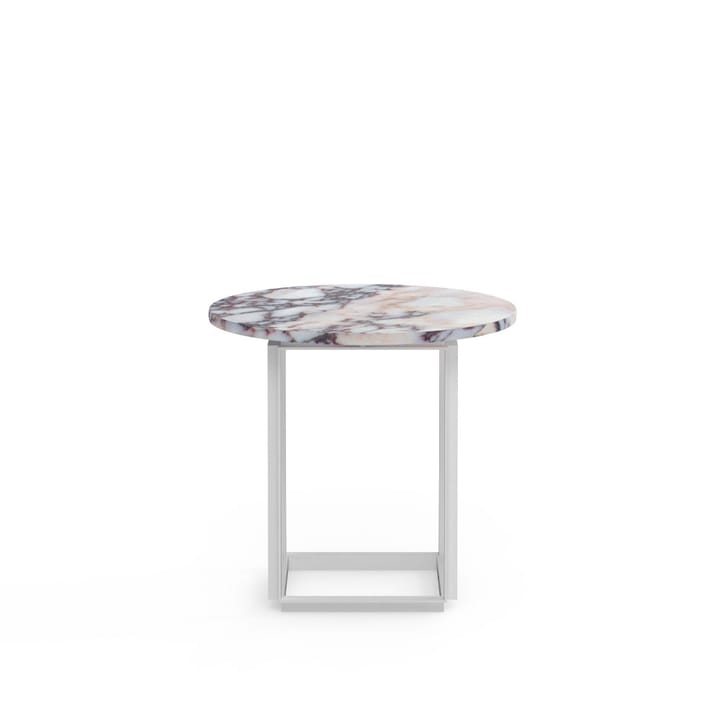Table d'appoint Florence - white viola marble, ø 50 cm, structure blanche - New Works
