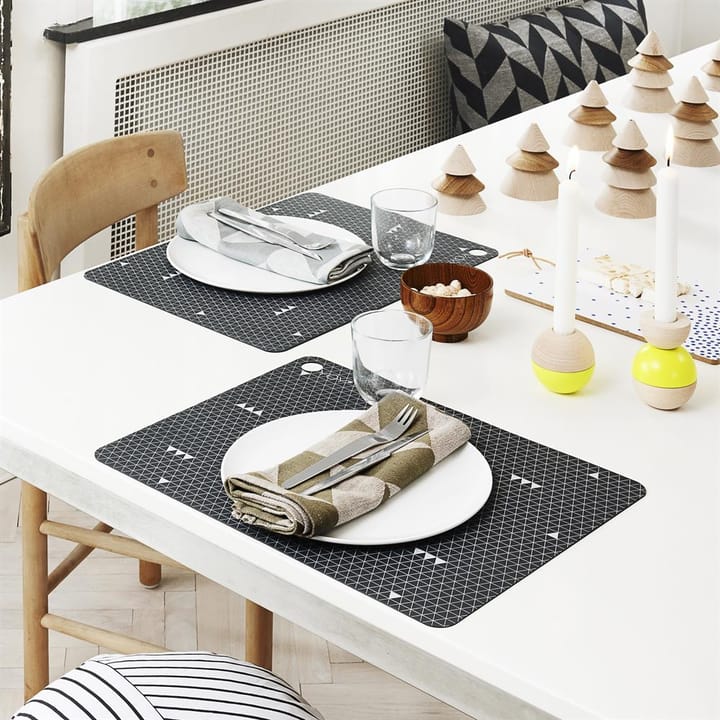 Set de table OYOY avec motif, lot de 2 - gris foncé - lignes - OYOY