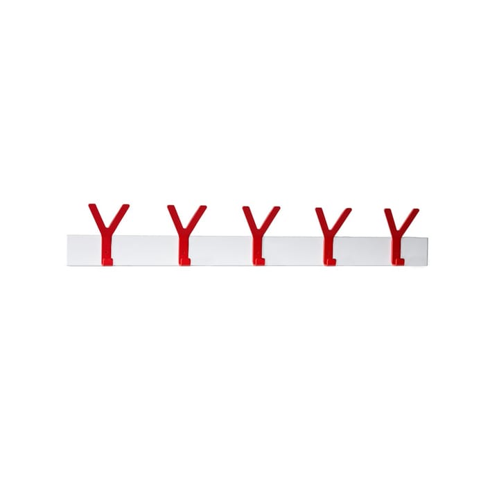 Patère Y - blanc, 5 crochets rouges - SMD Design