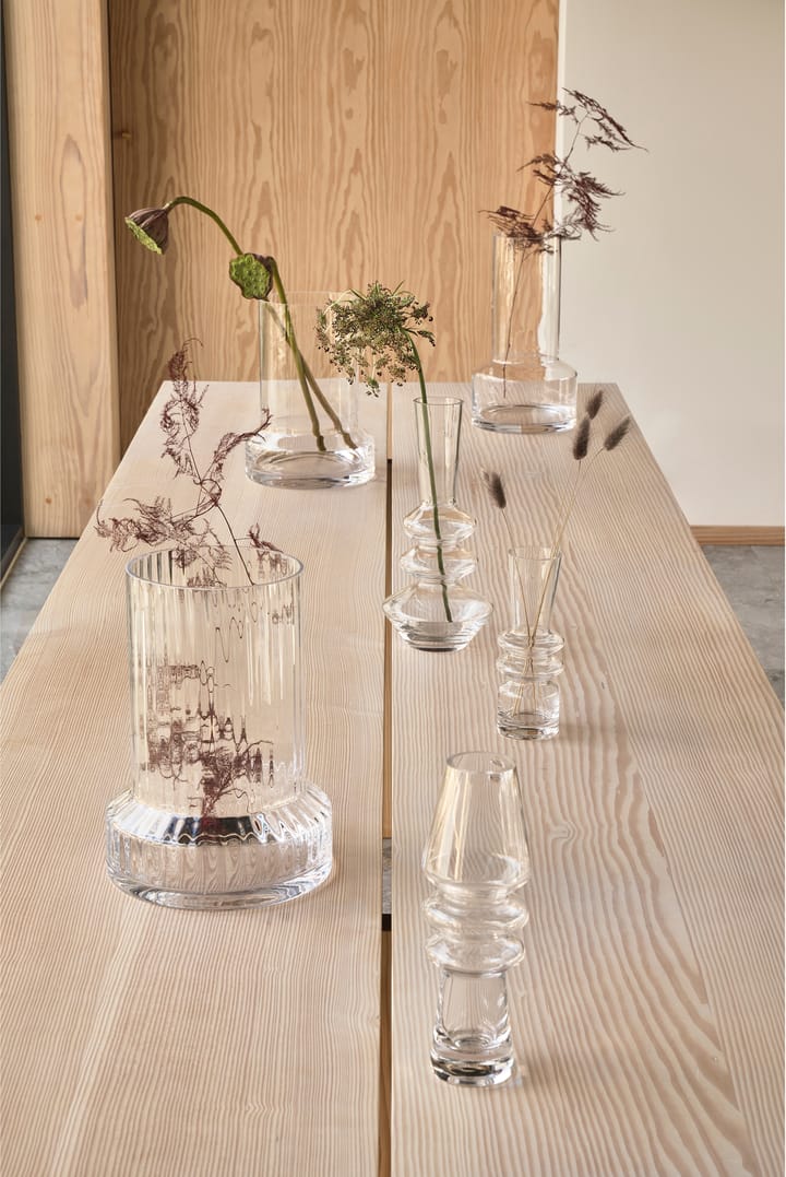 Vase en verre rainuré Hvils Ø21 cm - Clear - Villa Collection